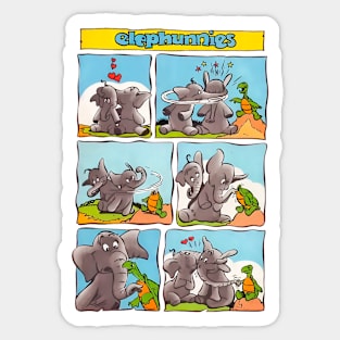 two elephants and a funny turtle vintage retro Sticker